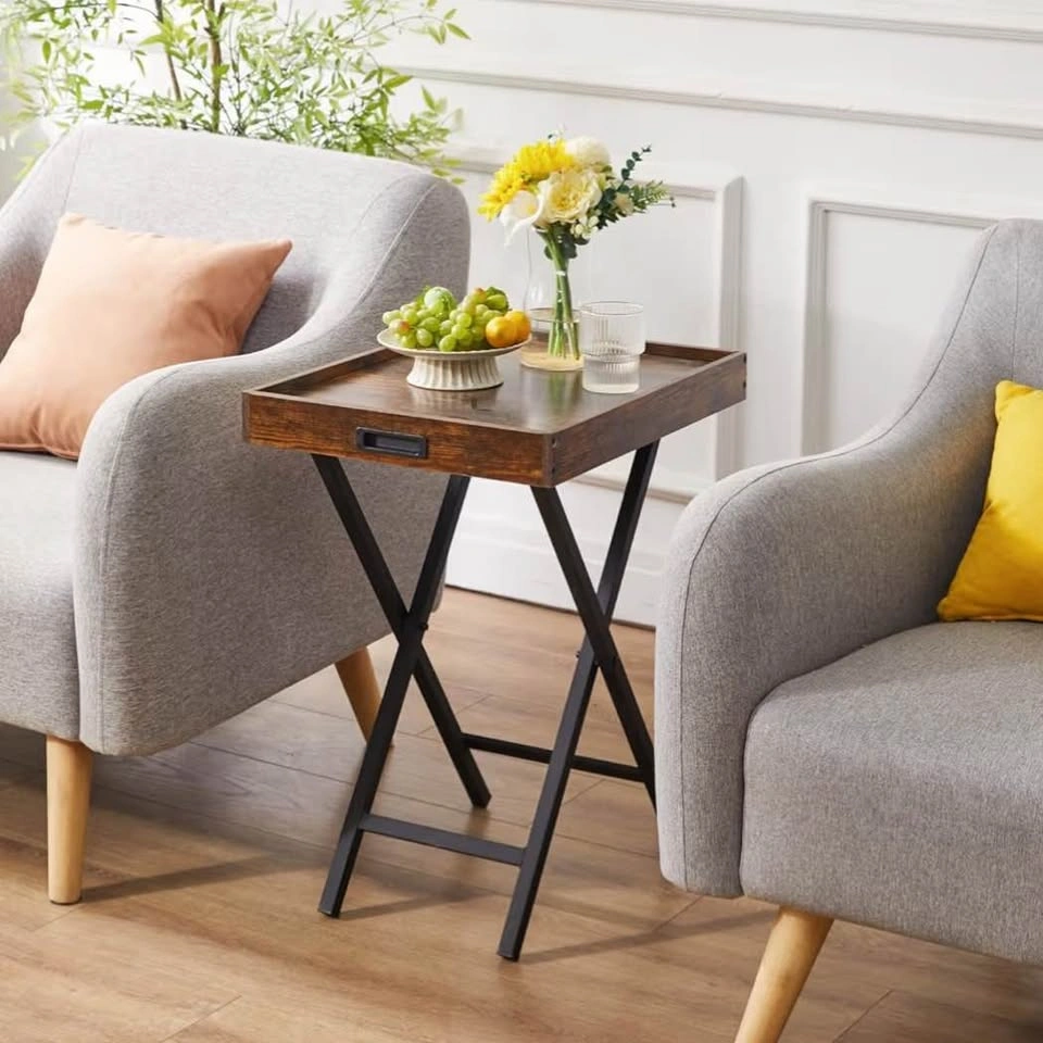 Foldable TV Tray, End Table with Removable Food Serving Tray - photo 5