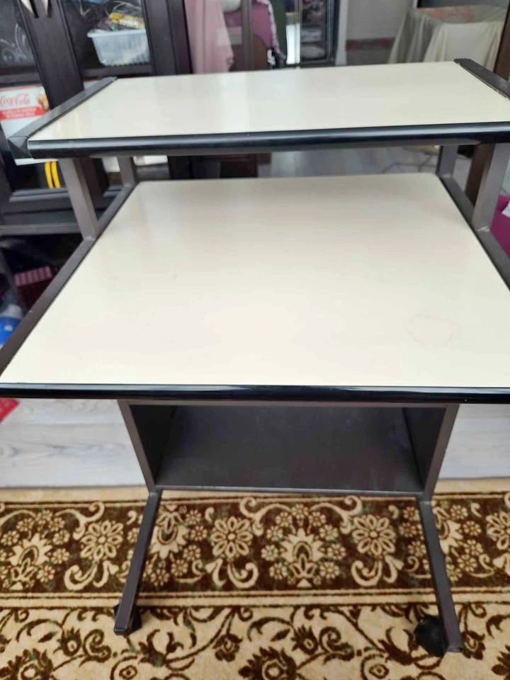 Multi-Tier Computer desk on wheels And chair