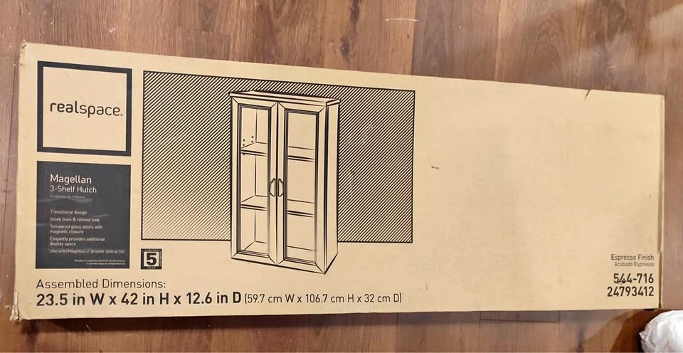 3 Shelf glass door hutch