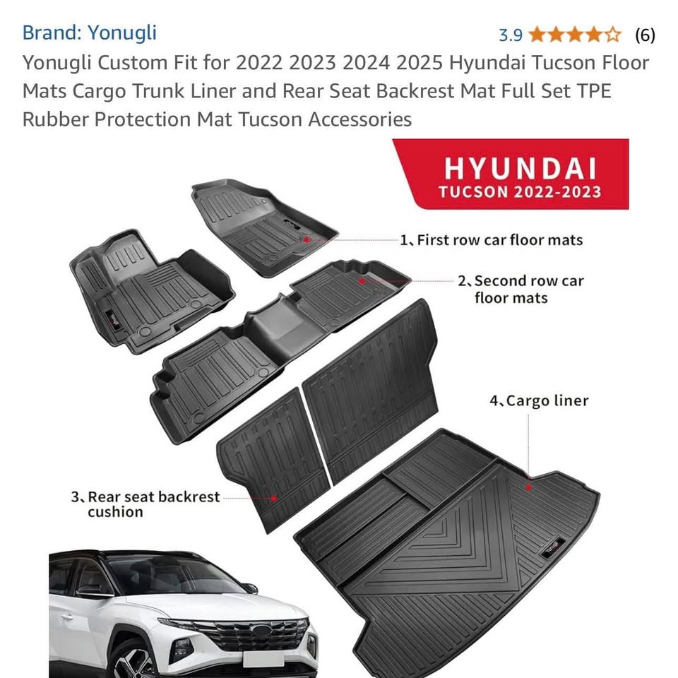 Hyundai Tucson Floor Mats & Cargo Liner (2022–2025) - photo 2