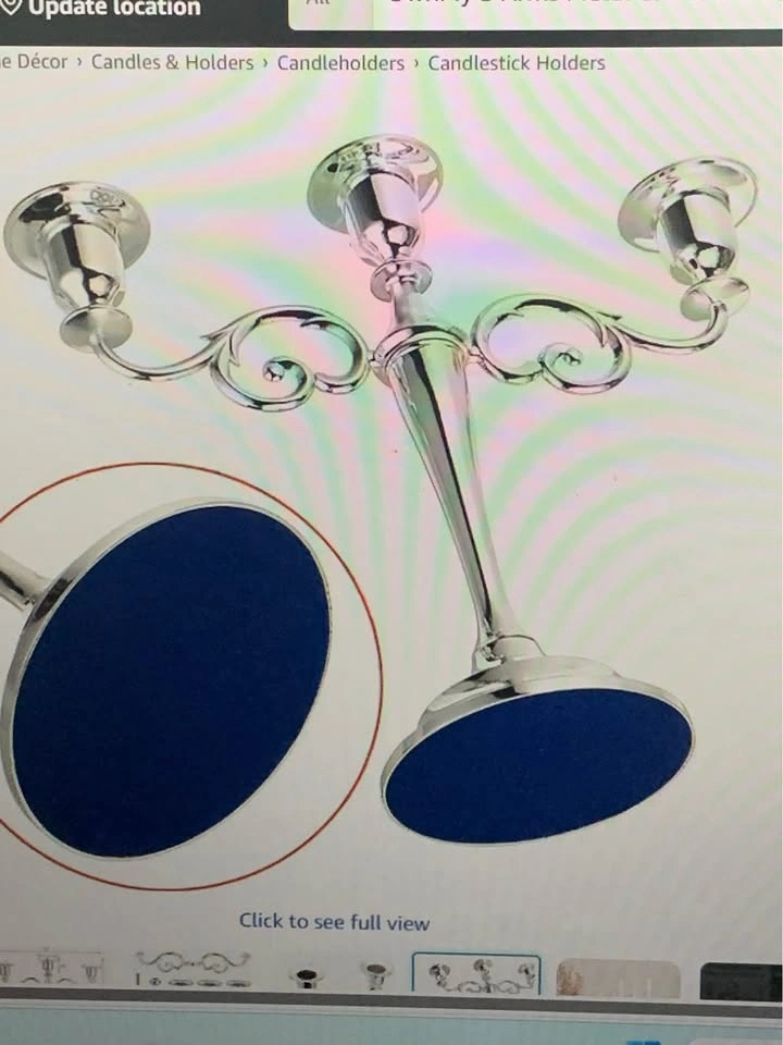 New - 3 arm candelabra candlestick (silver tone) - photo 2