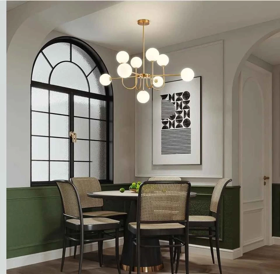 Elegant Modern Gold Milky White Globe Chandelier - photo 2