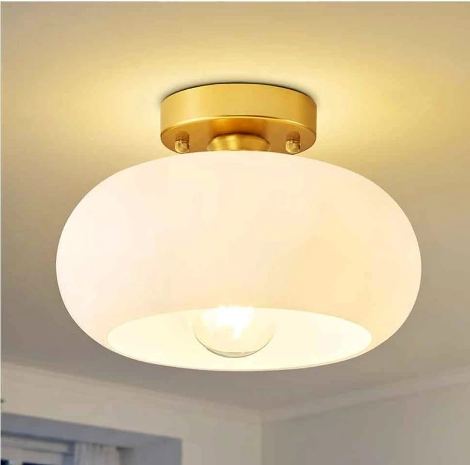 MCM Gold Milky White Ceiling Light (2 available)