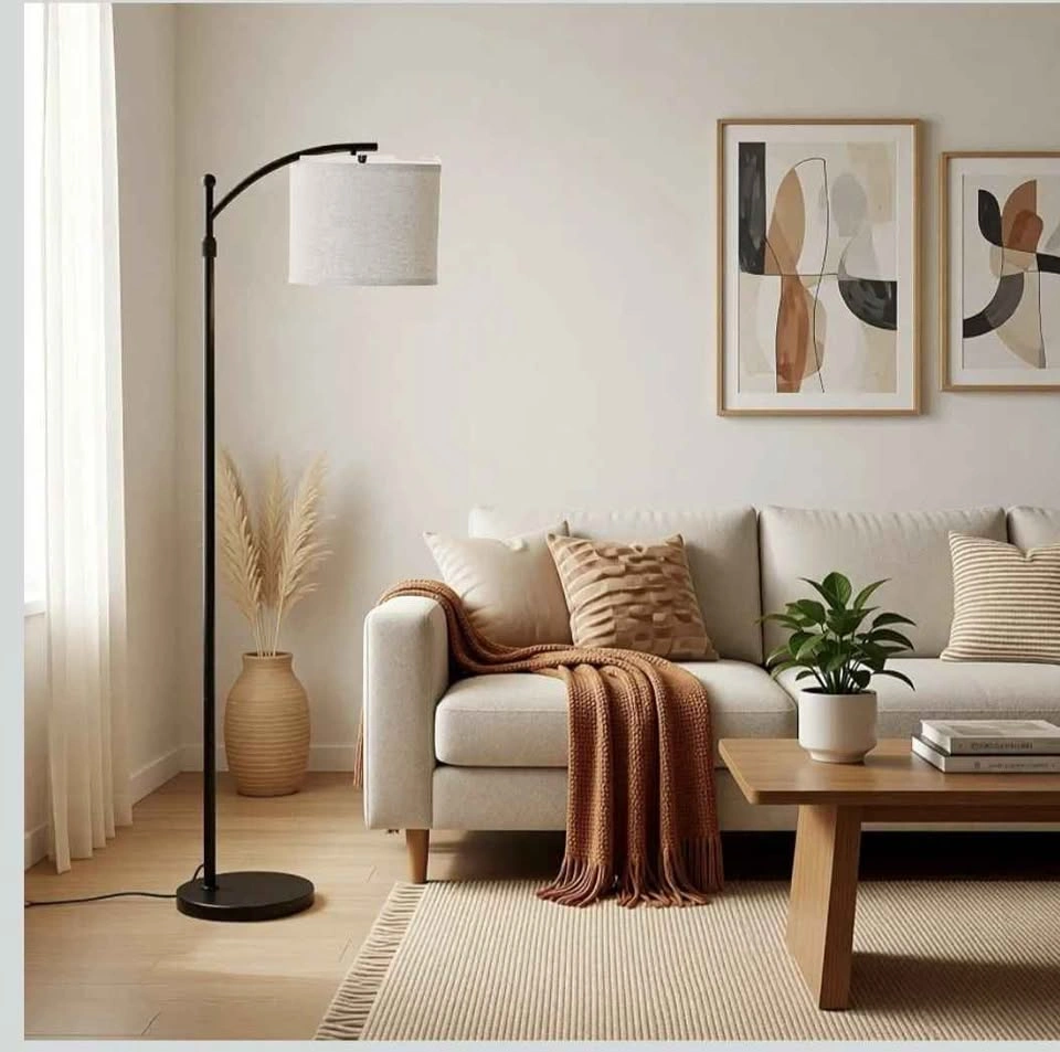 67" Arc Floor Lamp with Linen Shade & 3 Colour Temperatures