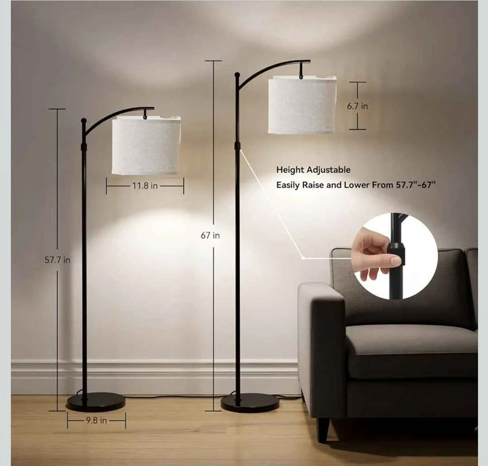 67" Arc Floor Lamp with Linen Shade & 3 Colour Temperatures - photo 3