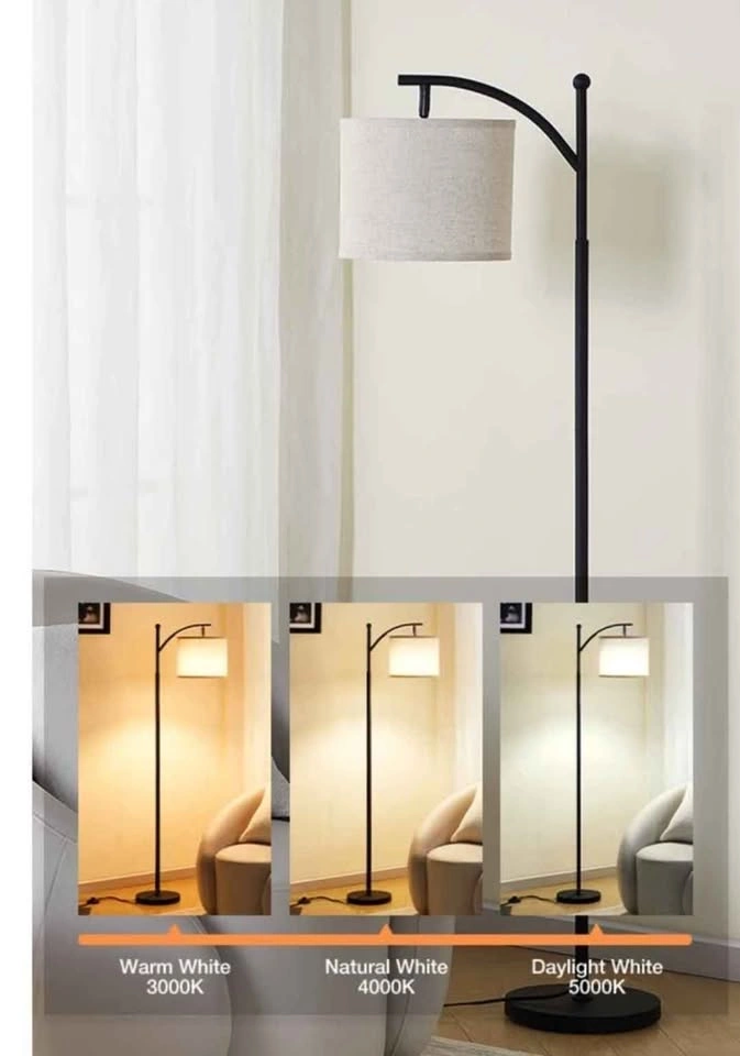 67" Arc Floor Lamp with Linen Shade & 3 Colour Temperatures - photo 4