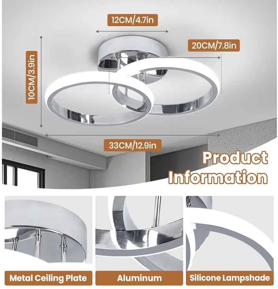 Modern Chrome LED Ceiling Light, 6500K - photo 2