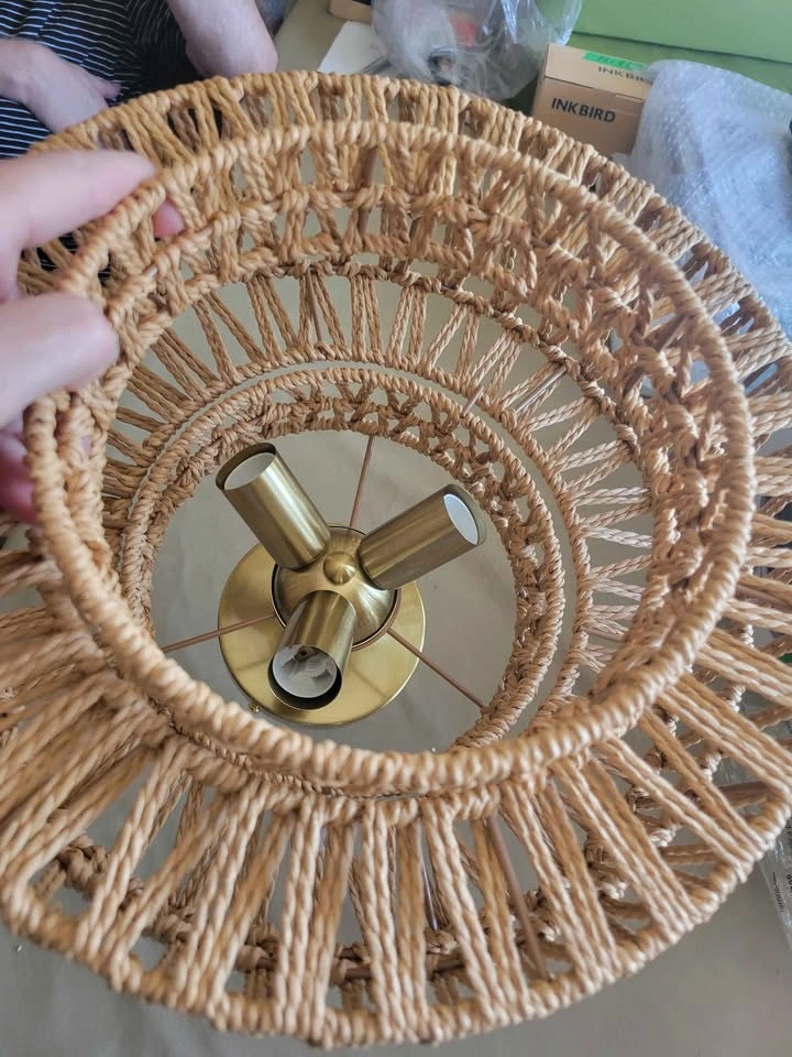 Elegant 3-Layer Gold Boho Drum Ceiling Light - photo 3