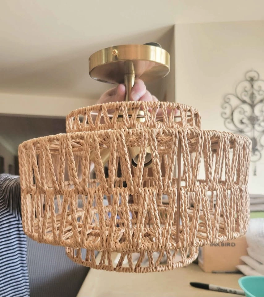 Elegant 3-Layer Gold Boho Drum Ceiling Light - photo 5