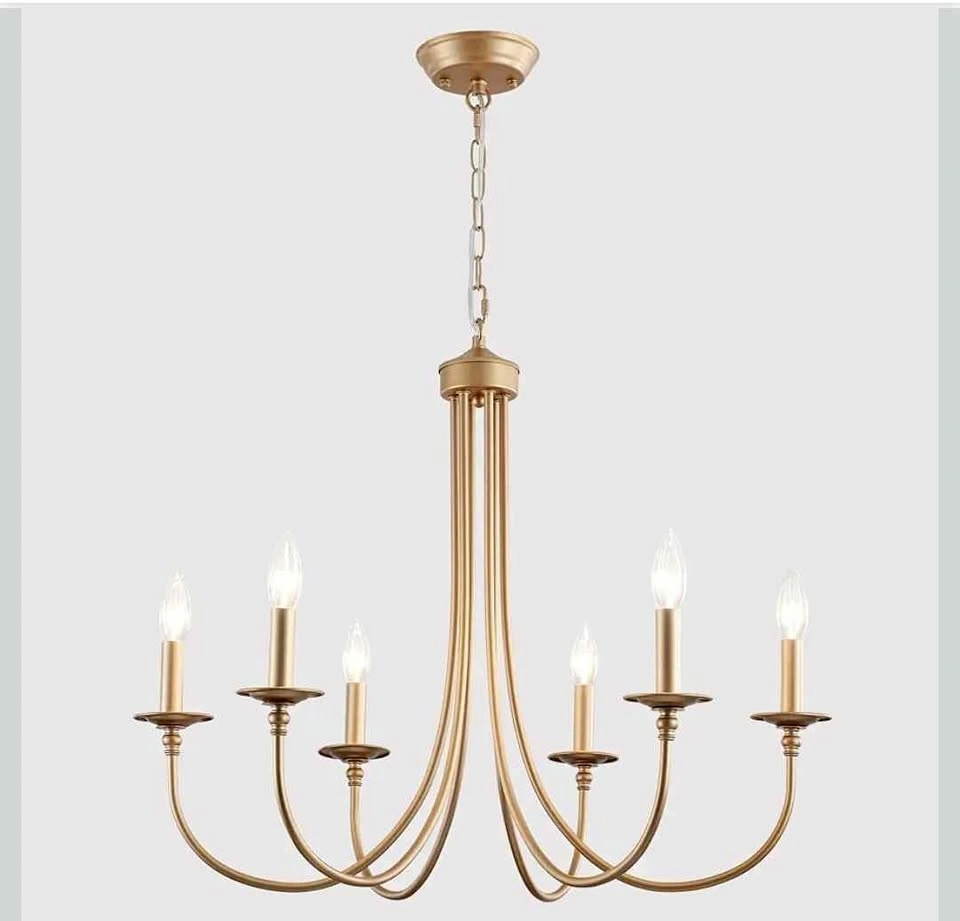 Elegant 6-Light Gold Farmhouse Chandelier