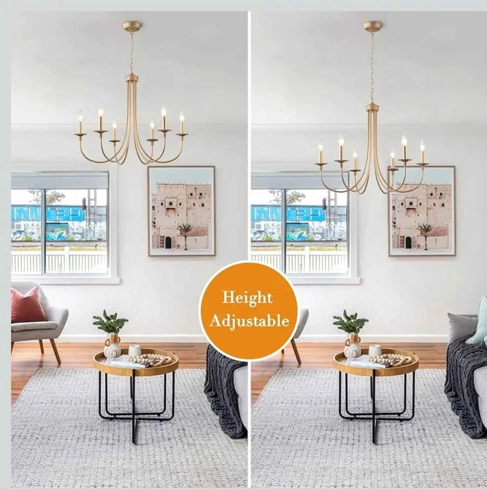 Elegant 6-Light Gold Farmhouse Chandelier - photo 4