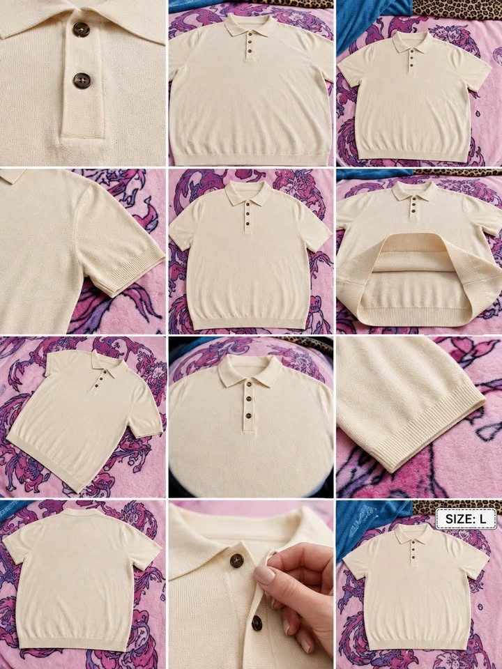 Men’s Cotton Knit Polo – Old Money Style – Size L – New - photo 2