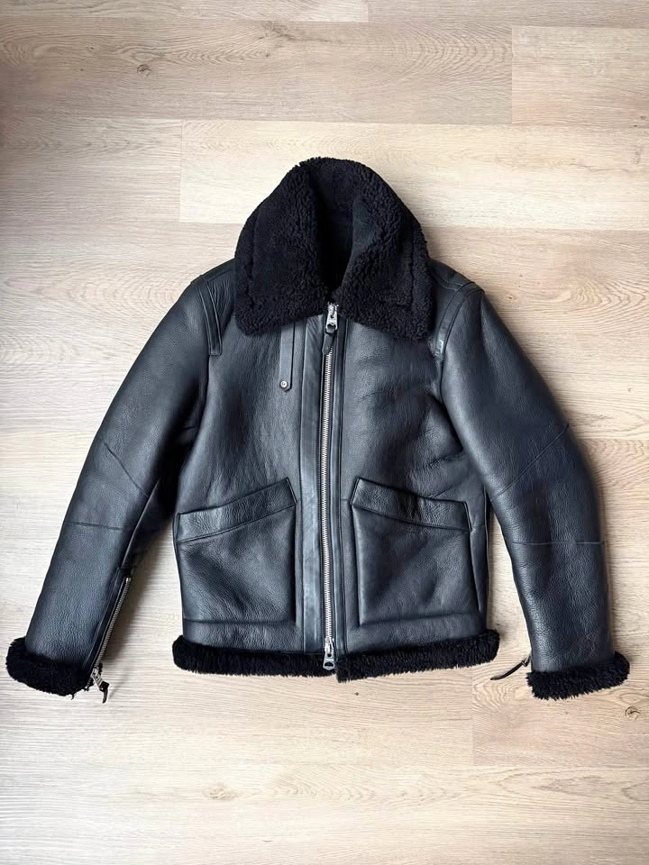 Mackage Kristian Black Sheepskin Shearling Leather Coat 36 Small