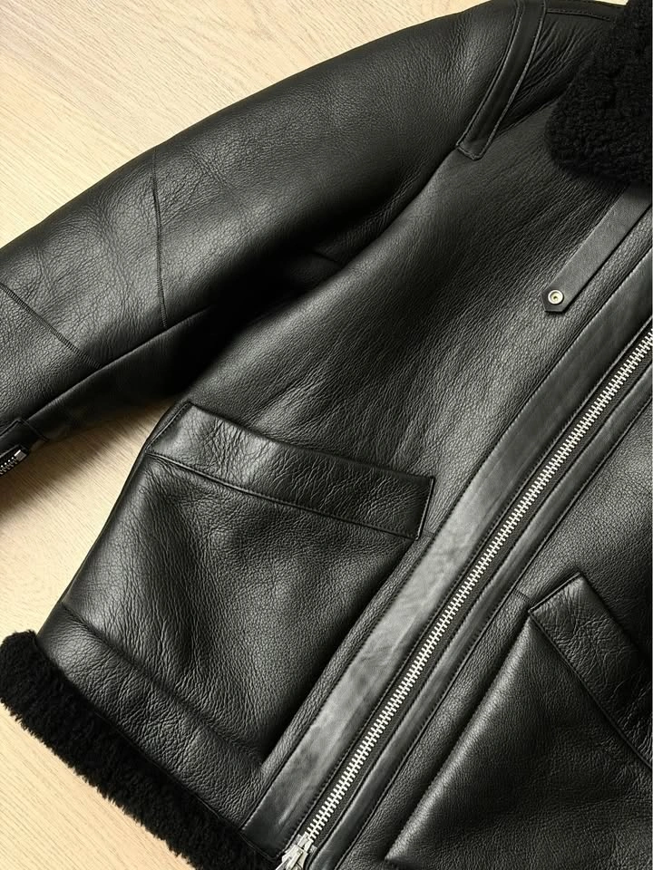 Mackage Kristian Black Sheepskin Shearling Leather Coat 36 Small - photo 3