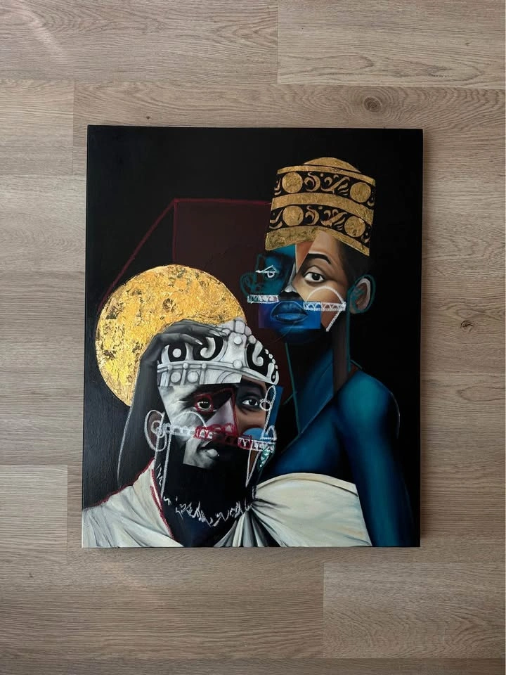 Malik Roberts "The Queen and I" original oil painting 1 of 1 - photo 2