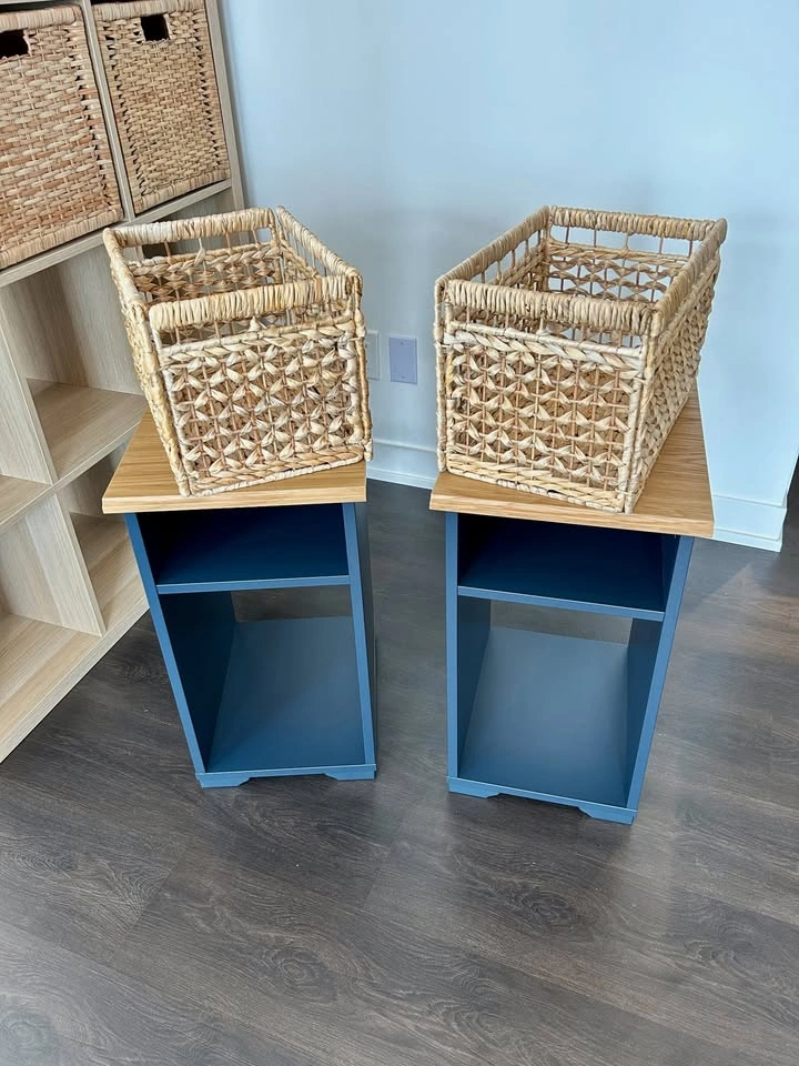 IKEA SKRUVBY Nightstands / Side Tables + Baskets – Pair - photo 2