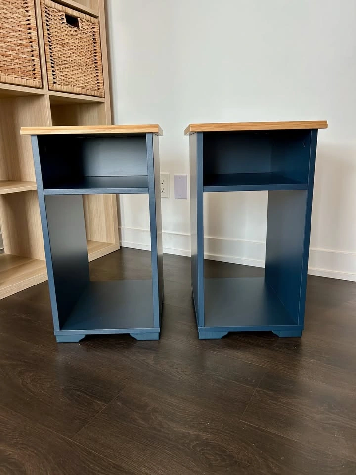 IKEA SKRUVBY Nightstands / Side Tables + Baskets – Pair - photo 3