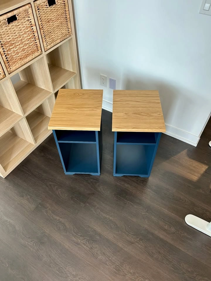 IKEA SKRUVBY Nightstands / Side Tables + Baskets – Pair - photo 4