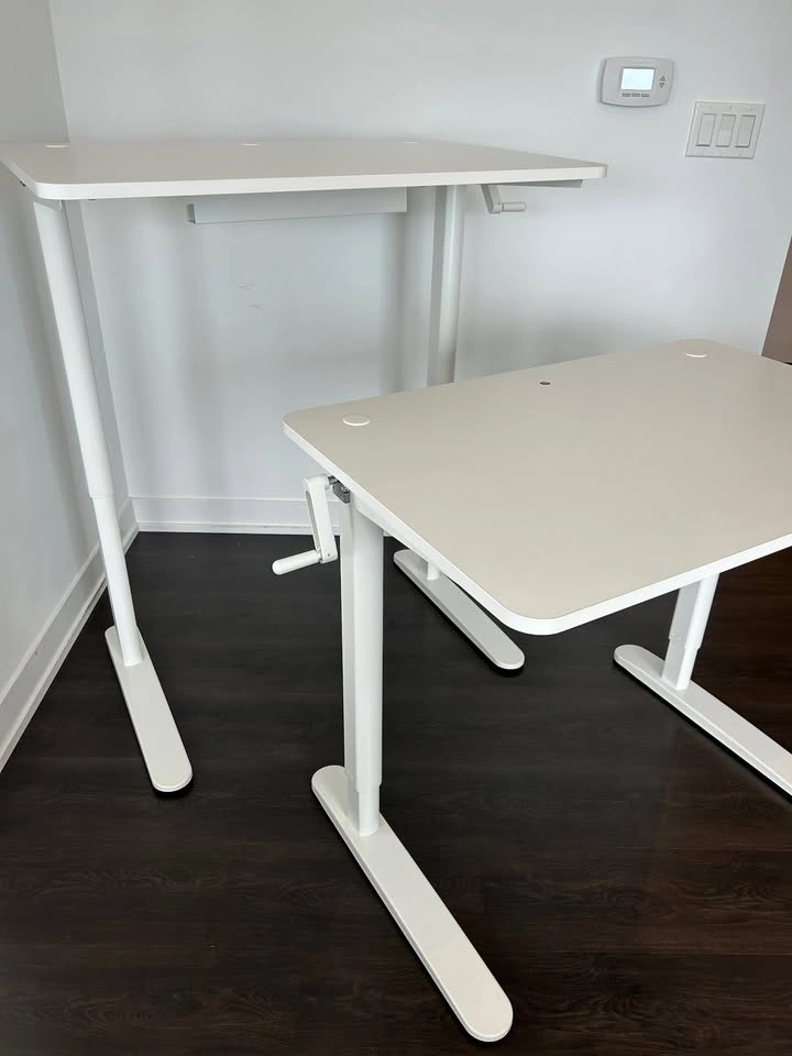 2 x IKEA RELATERA Sit/Stand Desks – White, 90 × 60 cm - photo 2