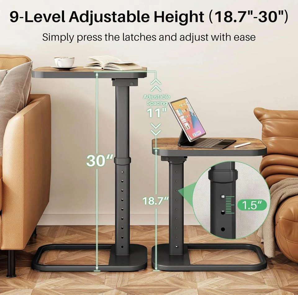 Tv tray table/ Side table / Adjustable Height & 90 - photo 3