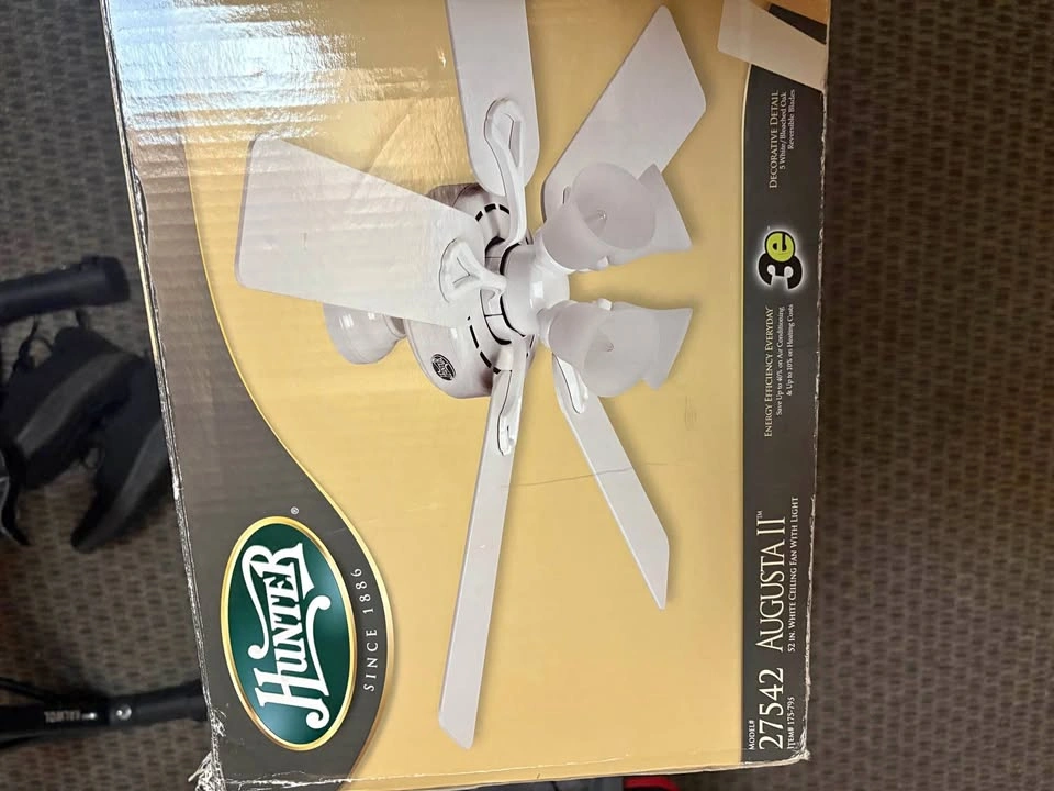 Hunter Augusta II 52” Ceiling Fan with Light - Brand New Sealed