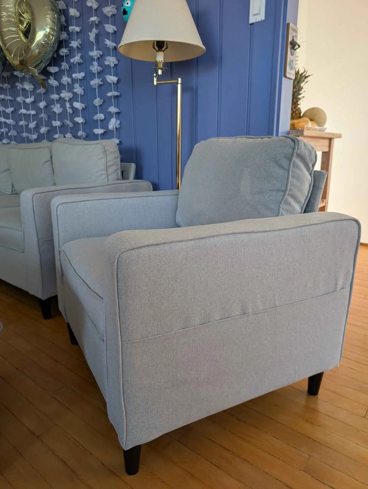 2 Pieces Living Room Sofa Couch Set with Movable Storage Ottoman - photo 3