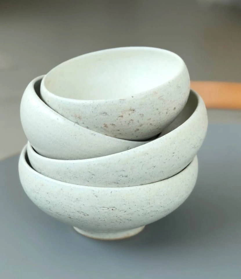 Handmade Speckled White Ceramic Bowl - photo 5