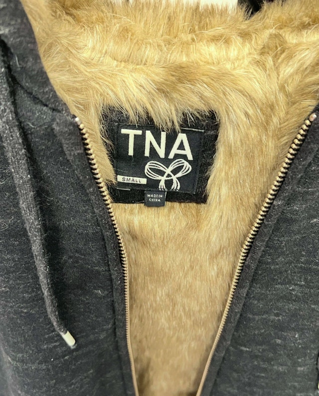 New TNA Hoodie size Small faux fur