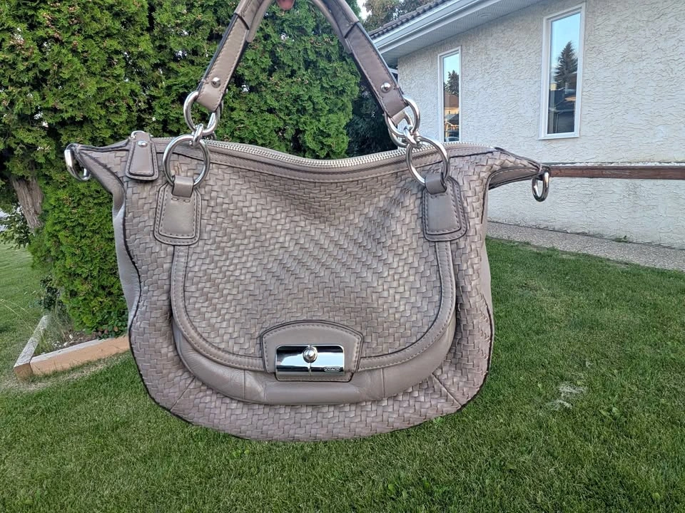 Coach Kristin Woven Leather Round Satchel / Shoulder Bag