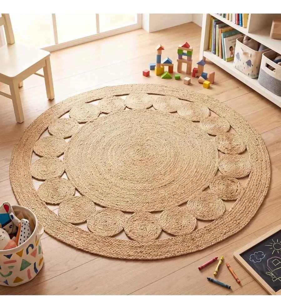Brand new Round Jute Area Rug 5ft Natural Fiber Handmade - photo 2