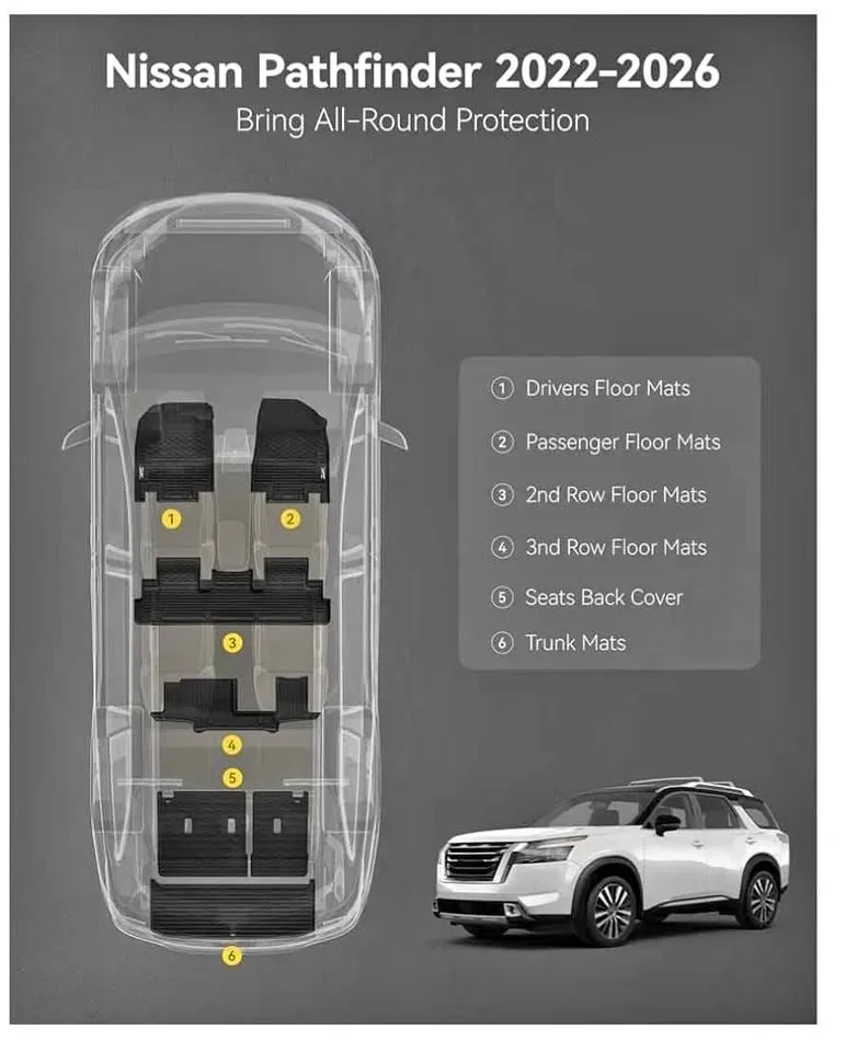 3W Premium All-Weather Floor & Cargo Mat Set for Nissan Pathfind