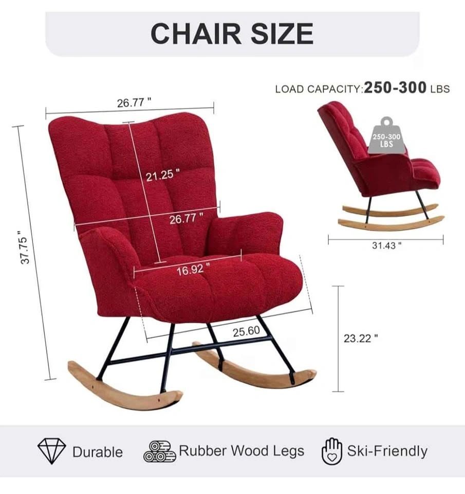 Rocking Chair Nursery Teddy Upholstered Glider Armchair - photo 4