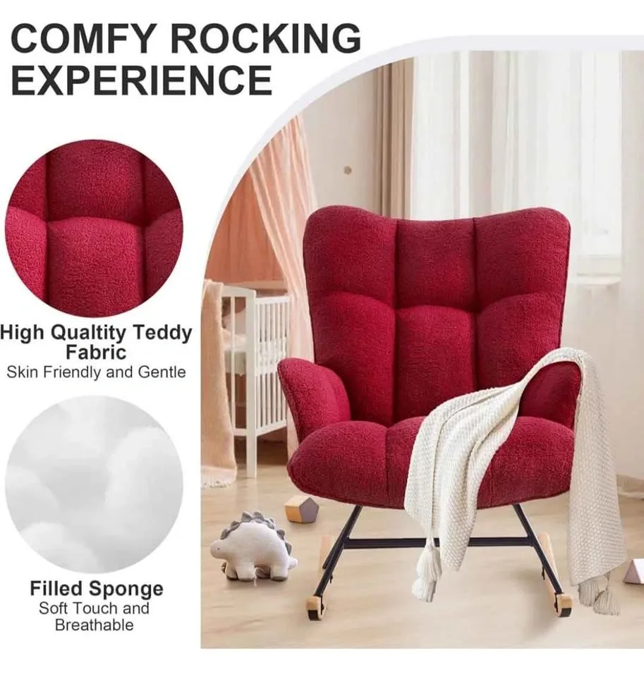 Rocking Chair Nursery Teddy Upholstered Glider Armchair - photo 5