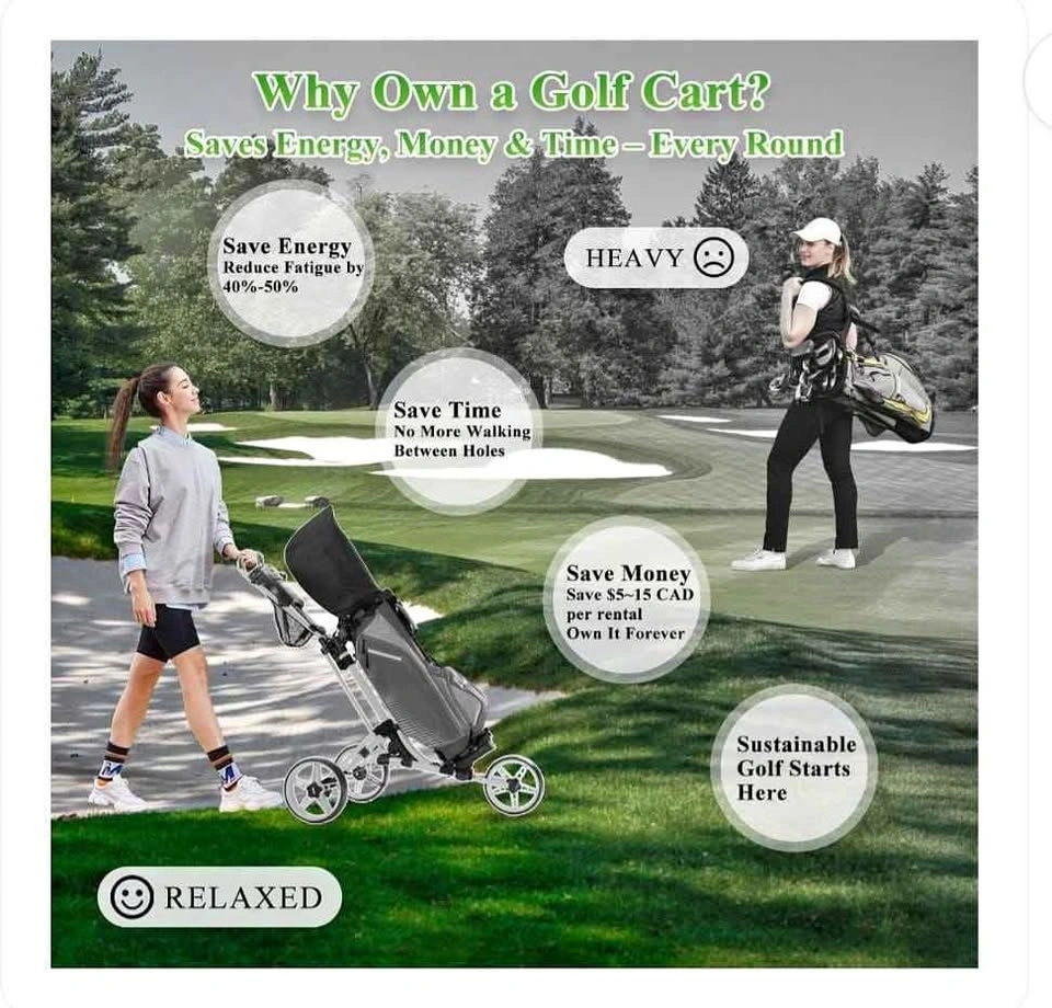 Lightweight 3-Wheel Foldable Golf Push Cart