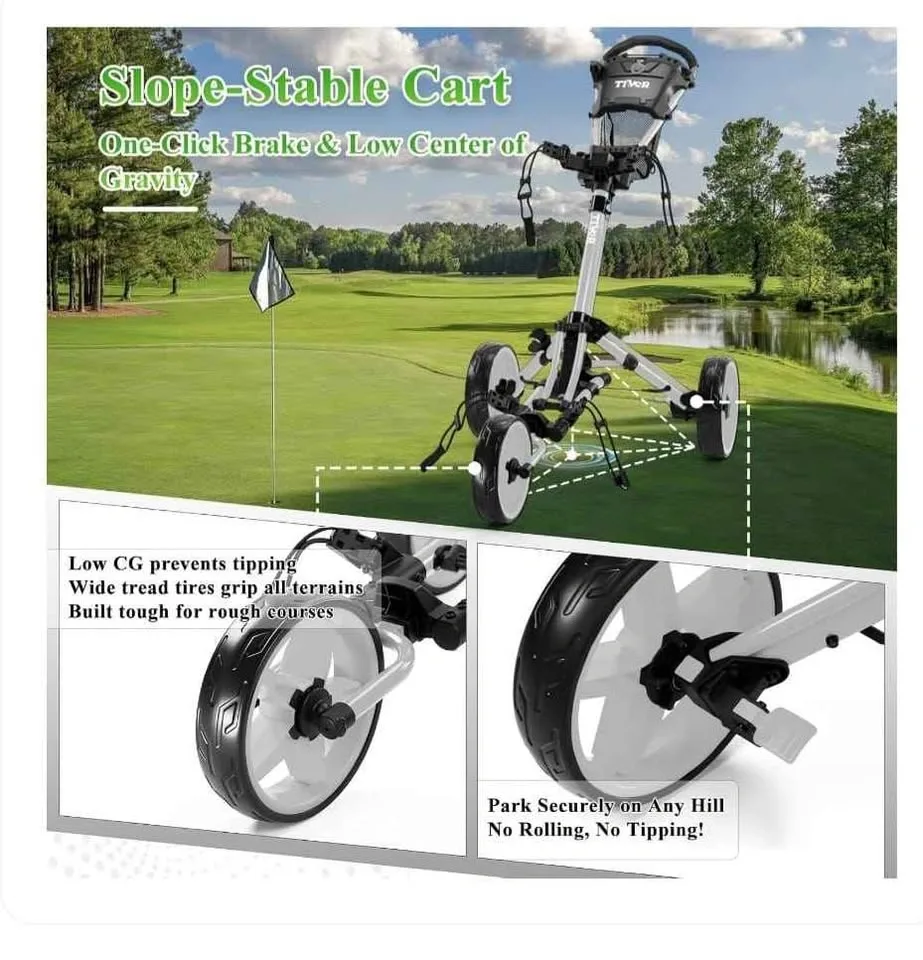 Lightweight 3-Wheel Foldable Golf Push Cart - photo 2