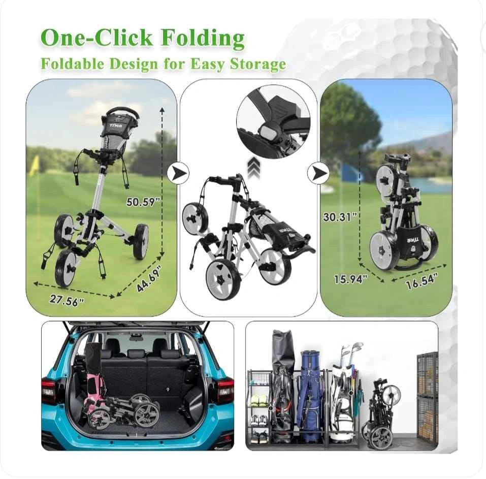 Lightweight 3-Wheel Foldable Golf Push Cart - photo 3