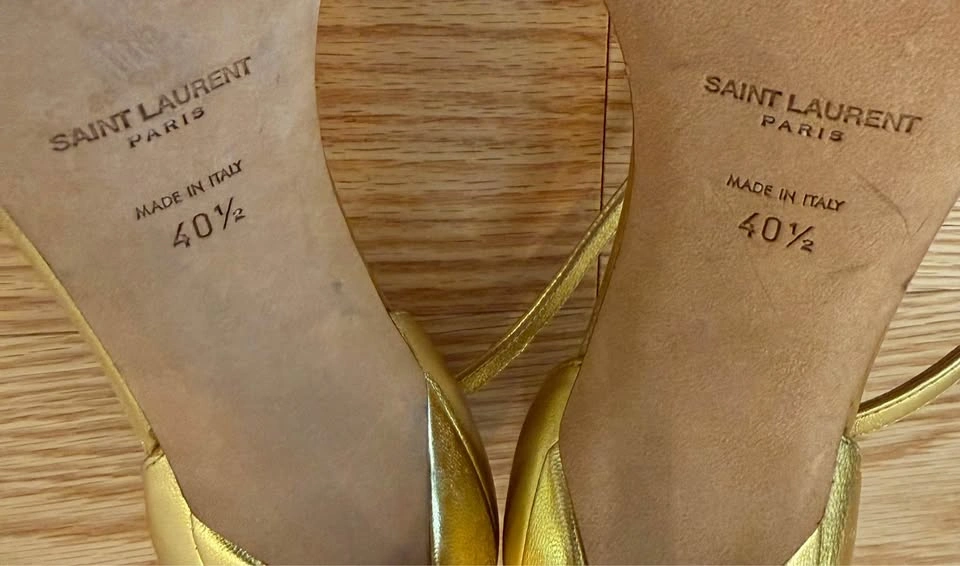Saint Laurent Amber Metallic Gold Leather Sandals Size 40.5 - photo 2