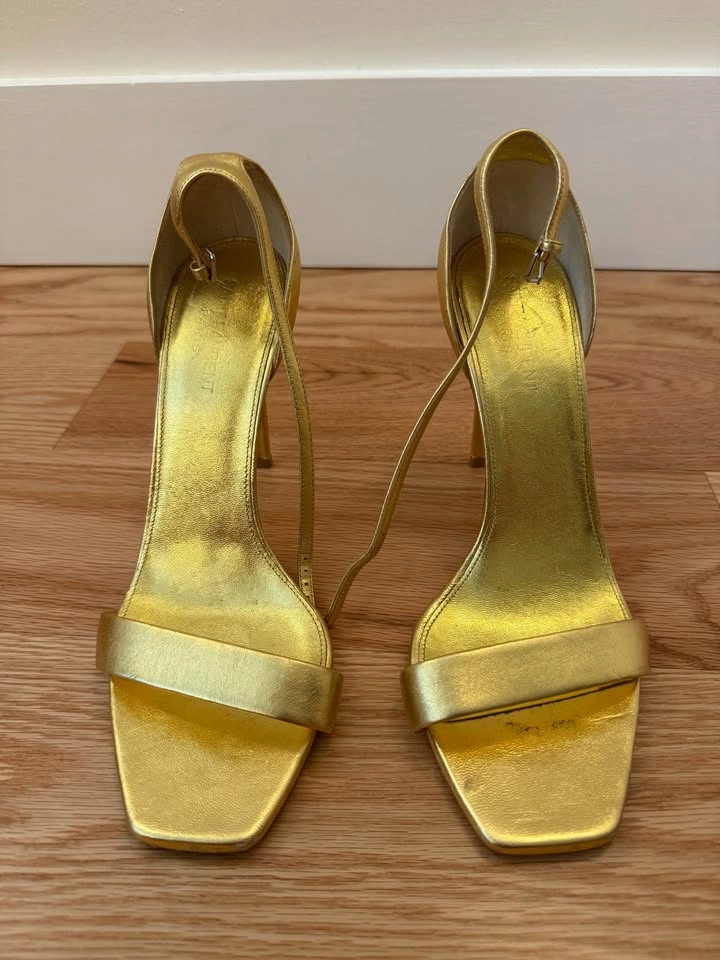 Saint Laurent Amber Metallic Gold Leather Sandals Size 40.5 - photo 4