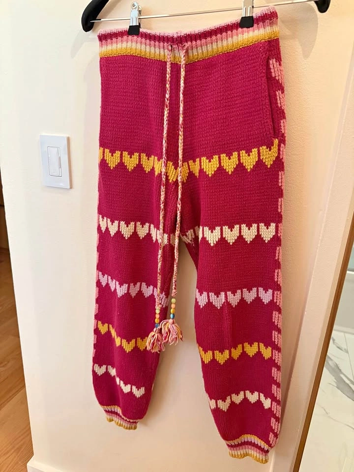 LoveShackFancy Heart Knit Joggers Size S
