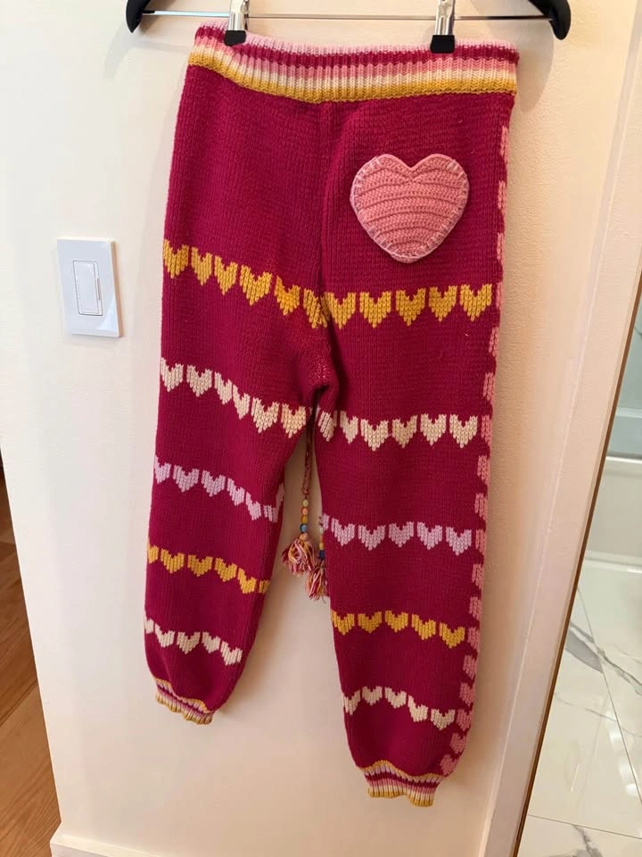 LoveShackFancy Heart Knit Joggers Size S - photo 2