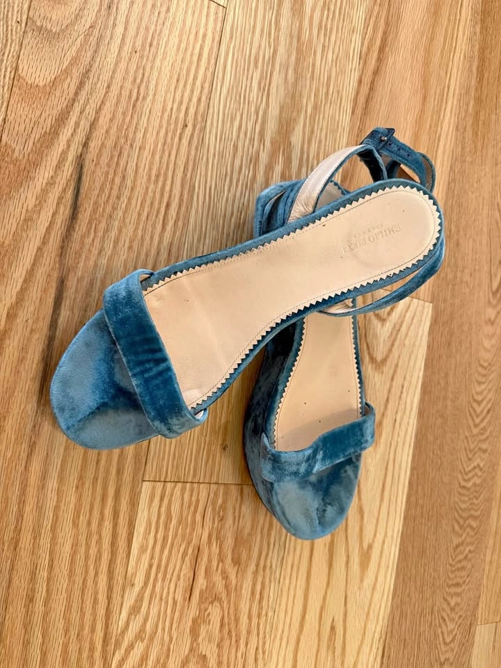 Emilio Pucci Blue Velvet Platform Sandals