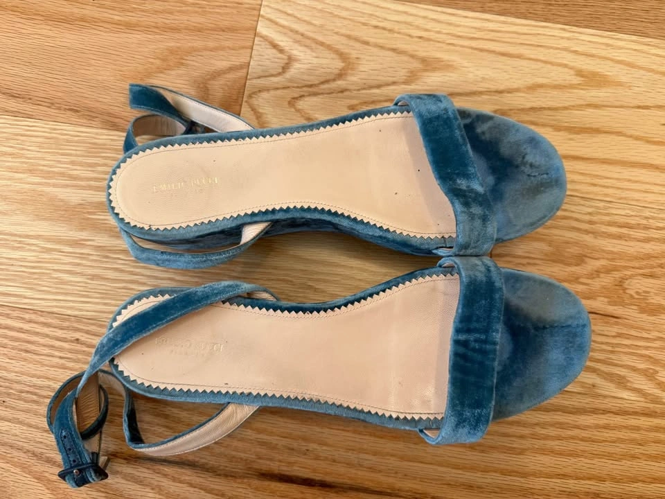 Emilio Pucci Blue Velvet Platform Sandals - photo 2