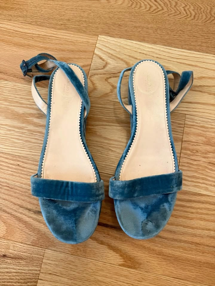 Emilio Pucci Blue Velvet Platform Sandals - photo 4
