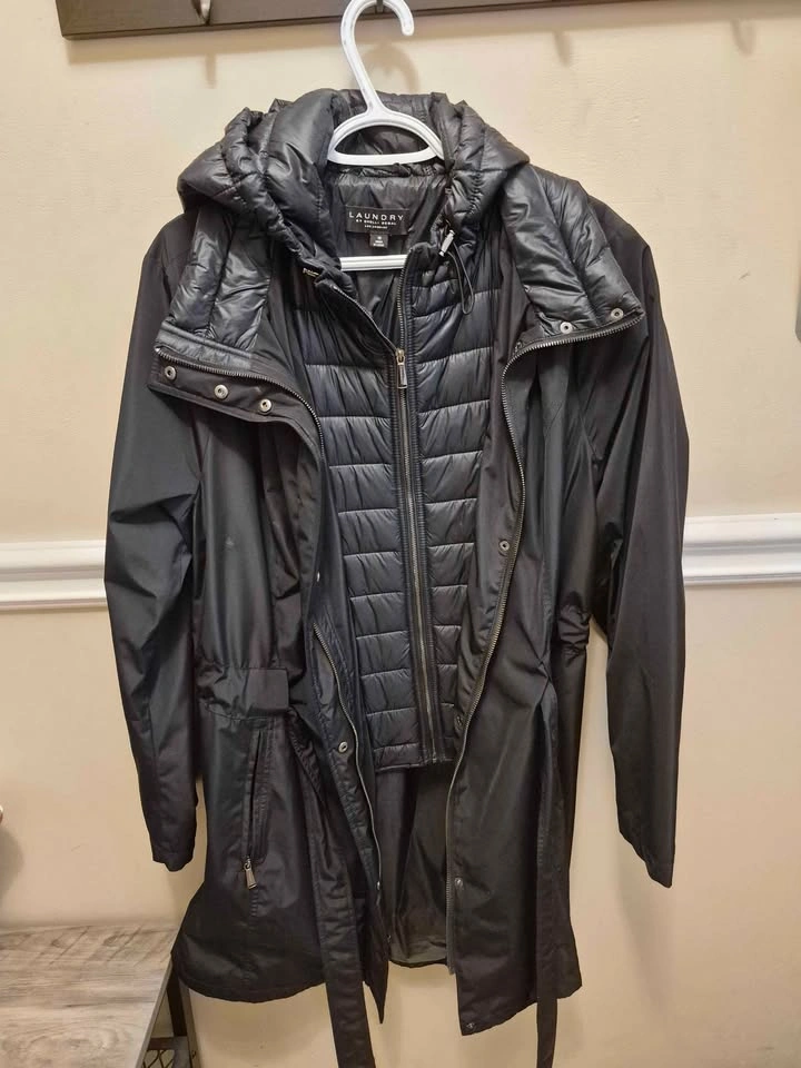 Laundry by Shelli Segal Black Double Layer Women Coat Size 1X - photo 2