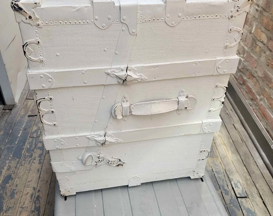 Vintage Wardrobe Steamer Trunk with Drawers & Compartments