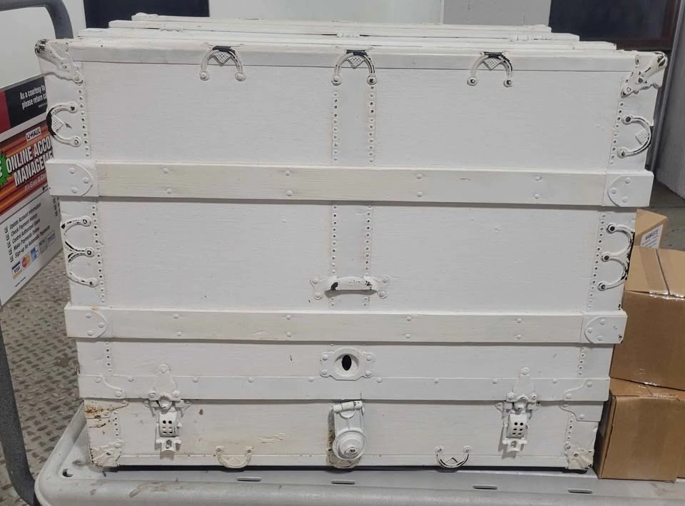 Vintage Wardrobe Steamer Trunk with Drawers & Compartments - photo 3
