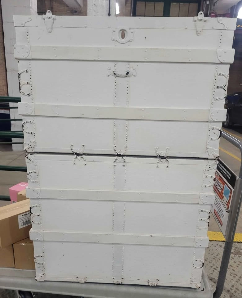 Vintage Wardrobe Steamer Trunk with Drawers & Compartments - photo 4