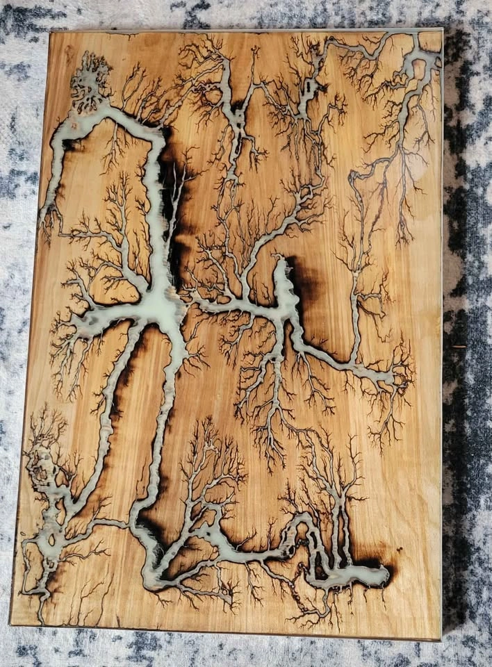 Handmade Fractal Burn Resin Art – 24" x 16" - photo 3