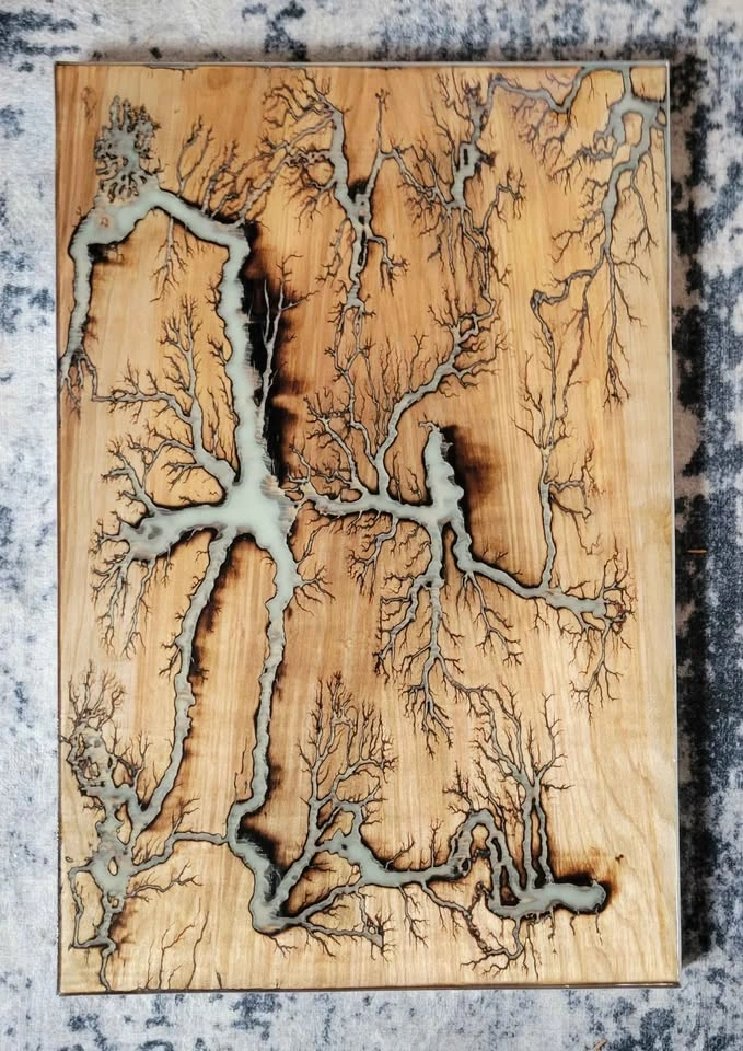 Handmade Fractal Burn Resin Art – 24" x 16" - photo 4