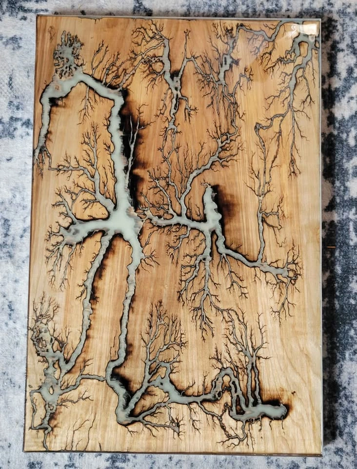 Handmade Fractal Burn Resin Art – 24" x 16" - photo 5